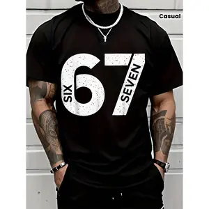 Men's & Women's 6 &7 Number Graphic Unisex 100% Cotton T-Shirt, Soft, All Season Casual Streetwear Essential, All-Match All Season Style- 220g