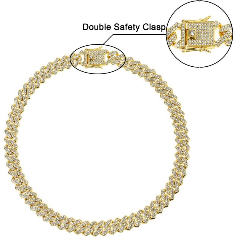 Cuban Link Chain for Men Women Iced Out Silver/Gold/Rose Gold Miami Cuban Necklace Bling Diamond Chain Hip Hop Jewelry with Gift Box Cuban Link Chain for Men Women Iced Out Silver/Gold/Rose Gold Miami Cuban Necklace Bling Diamond Chain Hip Hop Jewelry with Gift Box