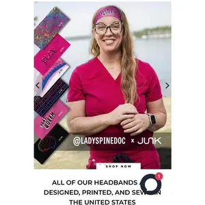 Junk Brands Collab Ladyspinedoc x Junk Brands Headband Collection Stylish Performance Athletic Headbands Non-slip Breathable Moisture-wicking Unisex One Size Fits All