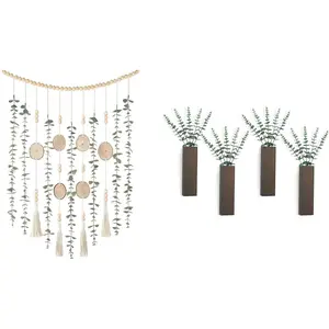 Artificial Eucalyptus and Wall Planter Farmhouse Wall Art for Living Dining Room Nursery Bedroom Decoration