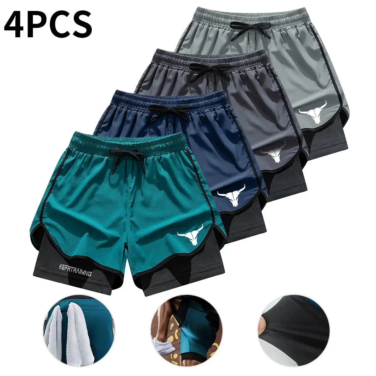 Peacock Green + Dark Blue + Dark Gray + Light Gray