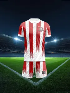 Atletico Madrid Fan Custom Jersey Set, Striped Design, Personalized Name Number, Fashion Sport Style, Suitable for Match Viewing, Soccer Jersey Outfit