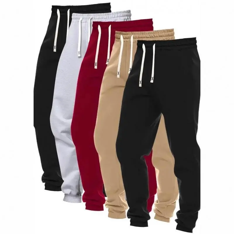 Men's Athletic Sweatpants 5-Pack in Solid Color Polyester, Super Soft Stretch Fabric with Pockets and a Drawstring Waist for the Gym, Sporty Sports Bottoms, Super Soft Stretch Men's Sports Sweatpants