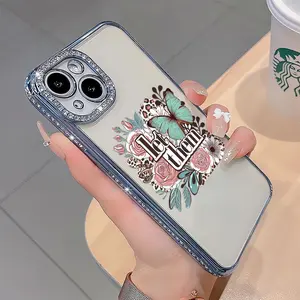 LET THEM luxury rhinestone decor phone case for iPhone 16 15 14 13 12 11 plus pro Max shockproof camera protector full protective cover