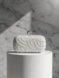 Luxury Elegant Women's Handbag Evening Bag with Rhinestones, Artificial Pearl Party Embellished Clutch, Perfect for Weddings, Proms, Birthdays, Christmas