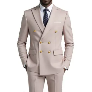 Men's Business Casual Double Breasted Suit Wedding Groomsmen Dress For Men