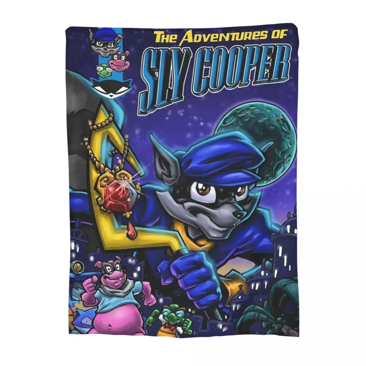 Comic Collage Sly Cooper Raccoon Fox Turtle Hippo Comic Manga Anime Game Blanket Soft Flannel Throw Blanket Bedding for Bedroom