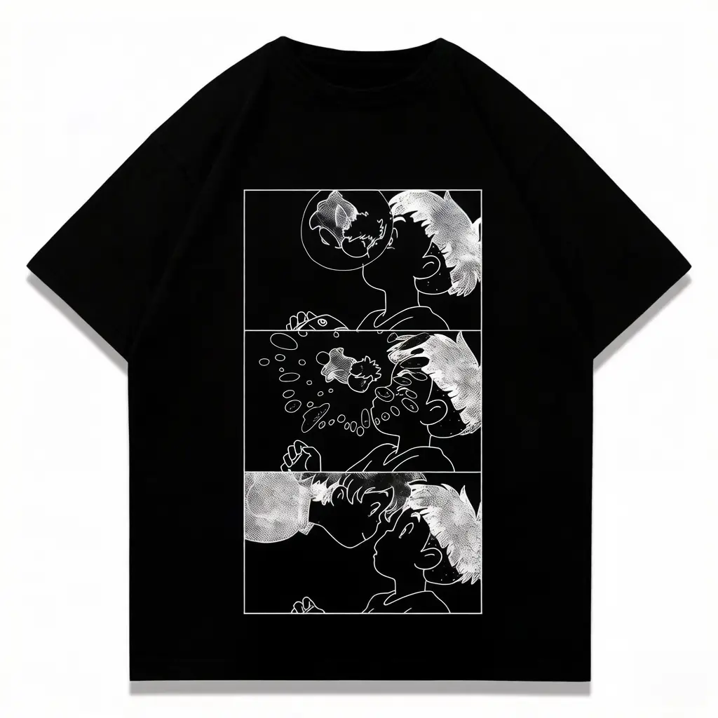 valentine shirts Ponyo Shirt, Studio Ghibli Shirt, Anime Shirt, Vintage T-Shirt, Crewneck Medium Cotton Short Slevee Casual Printed Summer Streetwear Tshirt