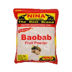 Nina International Dried Baobab Fruit Powder - 16oz Beverage Ingredient, Traditional Cooking Essential with Convenient Storage