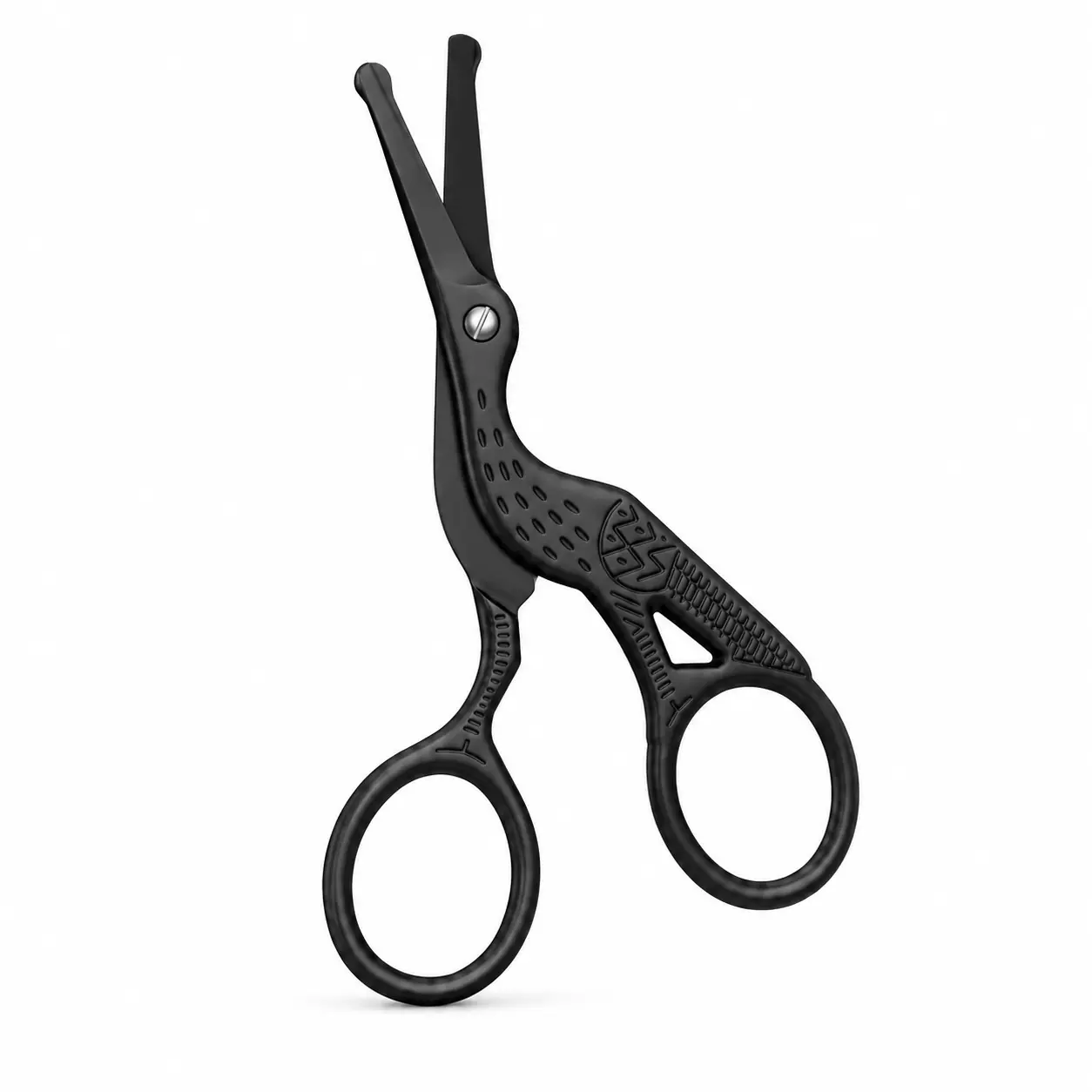 3.5" Rounded Tip Vintage Stork Scissors, Professional Stainless Steel with Black Titanium Coated, Cuticle Pedicure Beauty Grooming Scissors for Eyebrow, Facial Hair, Dry Skin, Nose Hair