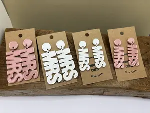 Custom Made MRS Earrings - Choose 30+ Colors; 2 Sizes; 3D Printed, Lightweight, Beautiful for Bridal Shower, Bachelorette Party, Wedding