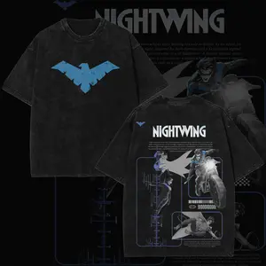 Retro Bludhaven Nightwing Inspired T-Shirt – 90s Dick Grayson Comic Vigilante Graphic Tee, Blue Bird Symbol Streetwear Cotton Shirt, Unisex Oversized Top, Gift for Fan, Gift for Him