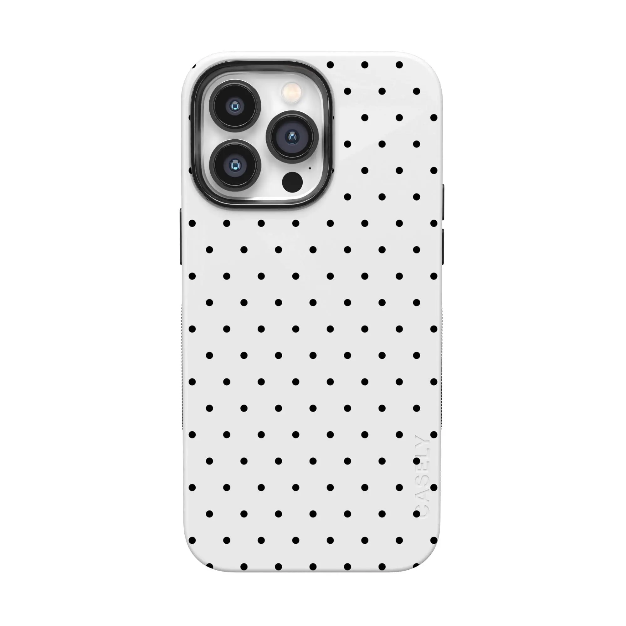 Casely iPhone 14 Pro Case | On the Dot | Black Polka Dot | Bold Protective Design | Compatible with MagSafe
