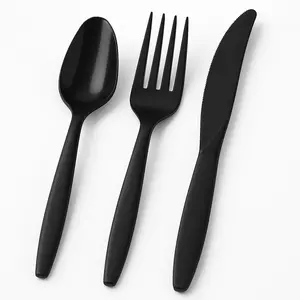 Black Plastic Cutlery Assortment - 7.5 in. - 32 Count