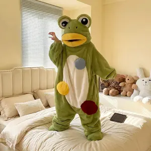 Funny Big Eye Frog Onesie Set, 2-Piece Includes Robe & Shoes, Cute Design, Thickened Home Wear, Costumes, Party Cosplay Props, Birthday Gift