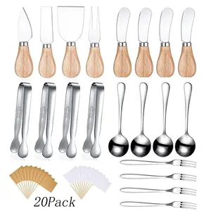 20 Pack Charcuterie Board Accessories set,Cheese Knives tool,Mini Serving Tongs Spoons Forks,Steel Stainless Cheese Cutter,Gifts for Housewarming, Birthday
