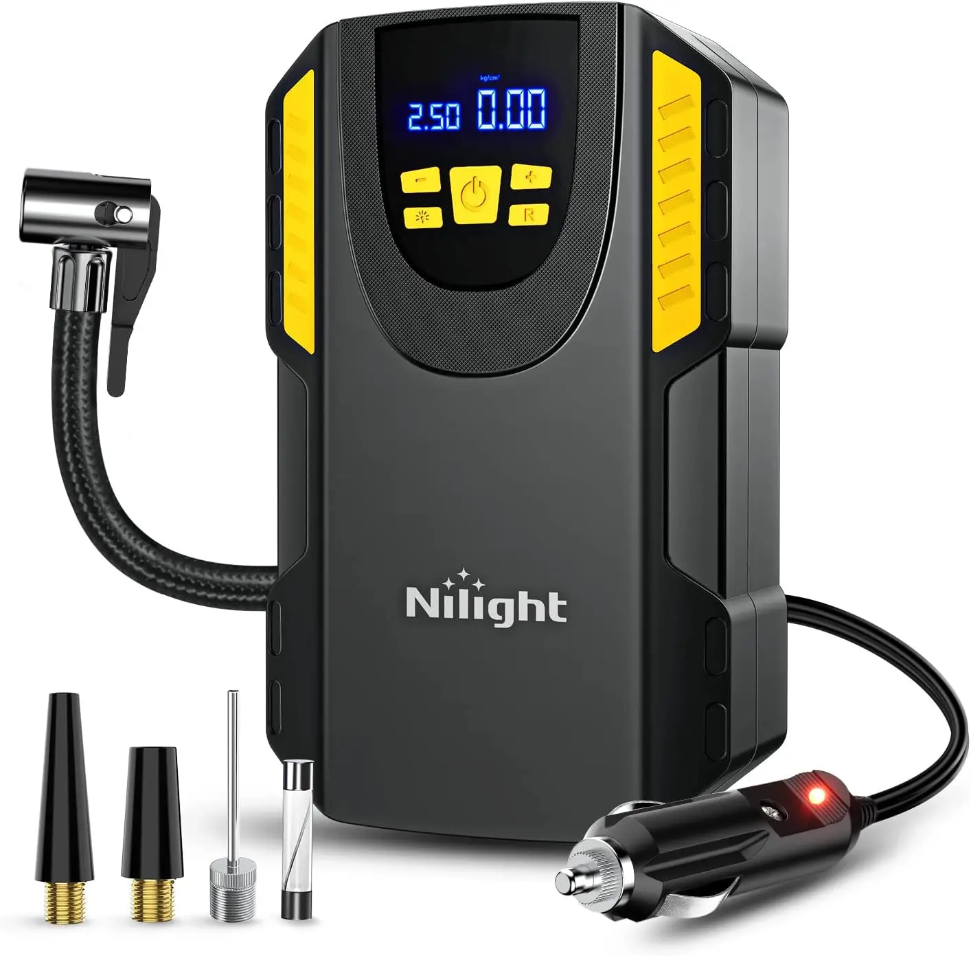 Nilight Tire Inflator Portable Air Compressor 12VDC Car Air Pump 150PSI Digital Tire Pressure Gauge Auto Shutoff Tire Pump for Car SUV Motorcycle Bicycle ATV, Automotive Tire Inflator, Auto Shut-Off