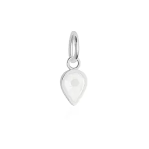 June Map Pin Charm Pearl Enamel, Silver