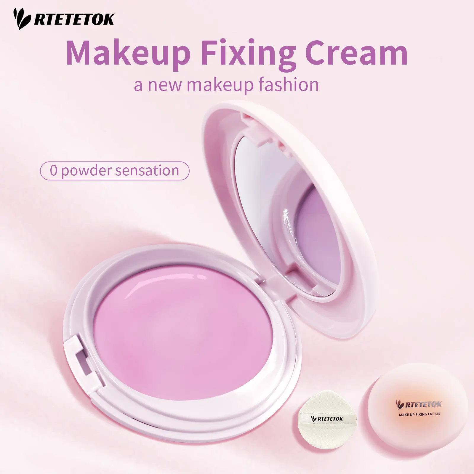 RTETETOK Makeup Setting Cream Oil Control Waterproof Matte Long-lasting Flawless Facial Makeup with Mirror Non-Lossing Powder Silky Cosmetic Smooth