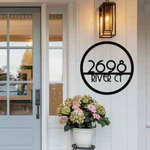 Metal House Number Sign: Powder Coated Steel Outdoor Address Plaque