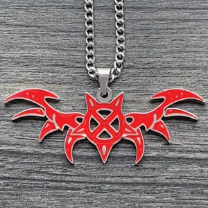 Ken Carson Red X Wing Necklace 1.5" Red Enamel Mirror Polished Teen X Pendant Laser Carved Stainless Steel Chain Free Opium Gift Included