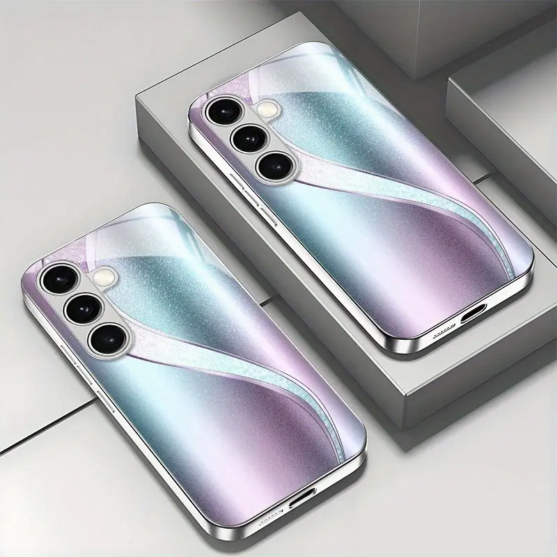 High-End Purple-Green Gradual Change Glitter Smartphone Case - Protective Cover for Samsung Galaxy S20-S25 Plus, A05-A06, A14-A16, A24-A26, A34-A36, A54-A56 Mobile Phone Accessory, Cellphone