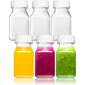 6 count 4oz Small Plastic Bottles for Liquids - Ginger Shot Bottles with Lids, Wellness Juice Shot - Freezer Safe, Leak Proof, BPA Free, Food Grade Bottles