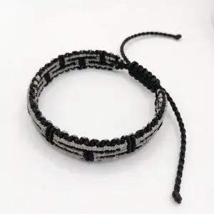 Unisex Macrame Woven Thread Bracelet with Labyrinth Design