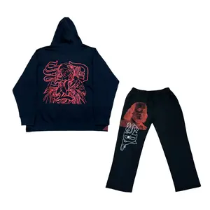 ALL OVER PRINT Unisex SDL x VIRGIN MARY Zip Hoodie and Sweatpants Full Set Black/Red Design, Viral Streetwear Outfit, Matching Tracksuit Set 2026