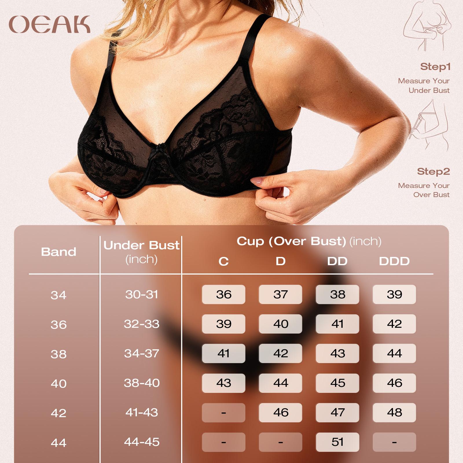 OEAK Womens Minimizer Bras Underwire Full Coverage Bra Plus Size Unlined Lace Bralette Lifting Tshirt Bras for Large Breast
