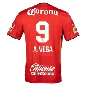 Deportivo Toluca 2025-2026 Home Soccer Jersey, Alexis Vega #9, Football full Logo, Mexico Soccer Clubs, World Clubs, Gift Soccer Fan