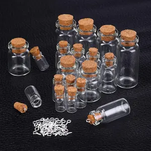 45pcs/set Mini Glass Bottles with Cork Stoppers - Delicate and Lovely Jar Vials for DIY, Arts & Crafts, Projects, Decoration, and Party Favors, Exquisite Cork Drift Wishes Cute Jar(0.5ml, 1ml, 3ml, 5ml, 10ml)