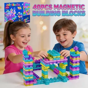 40 Pcs Soft Silicone Building Blocks for Toddlers | Biteable, Squeeze & Stretch, Montessori STEM Sensory Toy | Large Anti-Swallow, Fine Motor + Hand-Eye Coordination | BPA Free, Dishwasher Safe | Gift for 3+ Year Old Boys Girls, Bath Play
