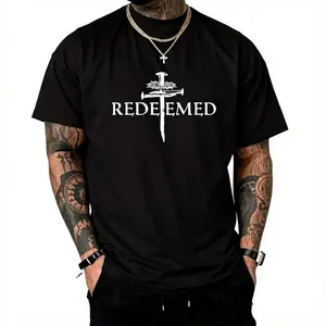 Redeemed Cross Jesus Christ Nails Inspirational Christian Faith T Shirt for Men Women Kids
