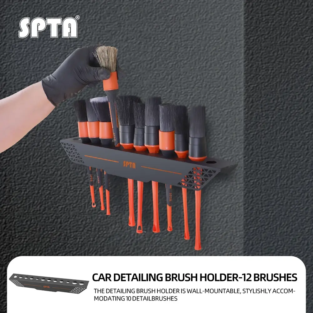 SPTA Car Detailing Brush Holder Detail Brush Rack Detailing Brushes Organizer, Ideal for Garage Workshop, Putting 12 car Detailing Brushes