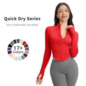 Women's Hooded Zipper High Collar Sports Short Jacket by MFVIM - Quick Dry Moisture Wicking Long Sleeve Front Zip Coat, Suitable for Yoga, Gym, Tennis, Squash, Women's All-Season Activewear