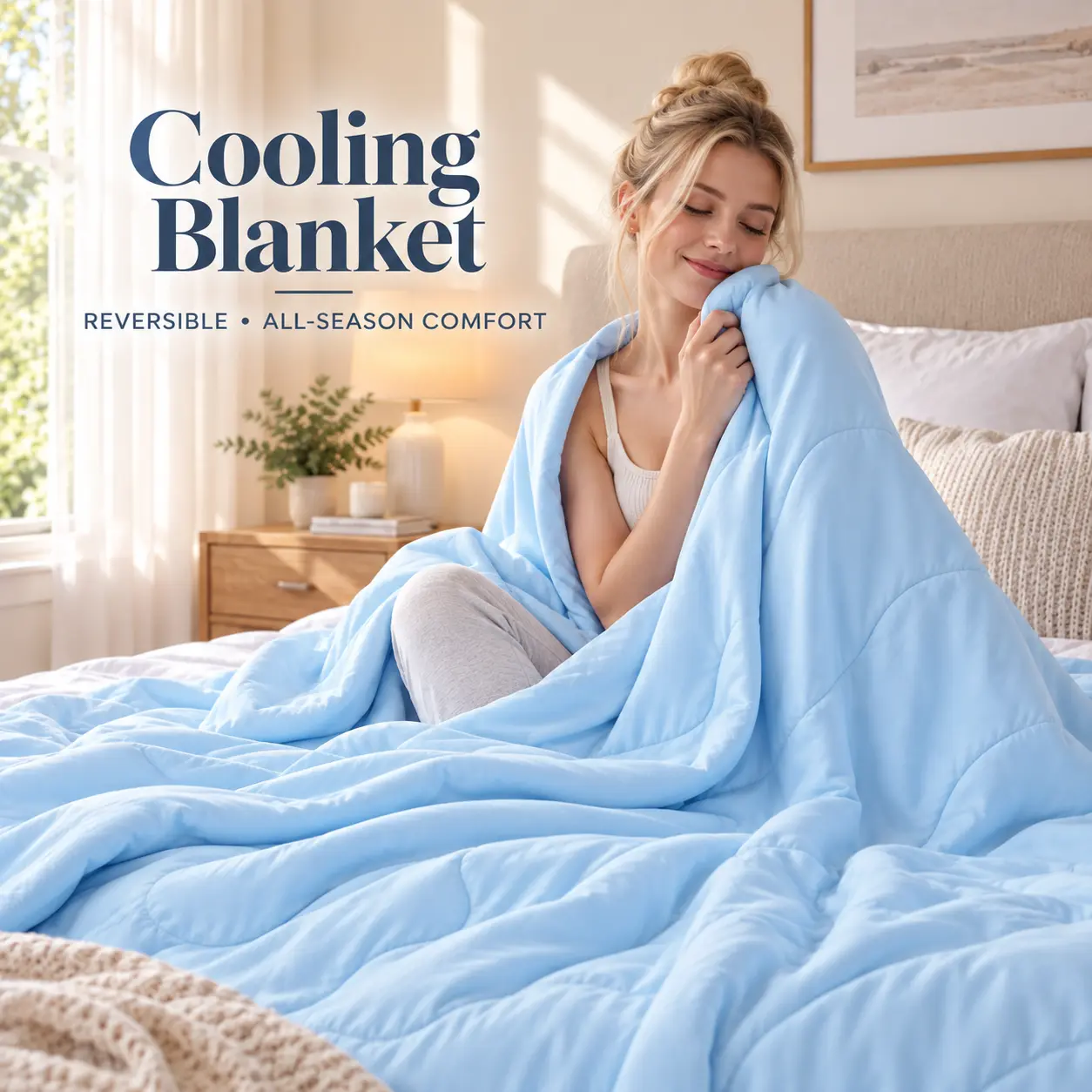 CANSUNCH Cooling Blanket for Bed, Dual-Sided Instant Cooling, Lightweight Breathable Soft Blanket with Night-Sweat Relief, Machine Washable, SGS Tested for Hot Sleepers