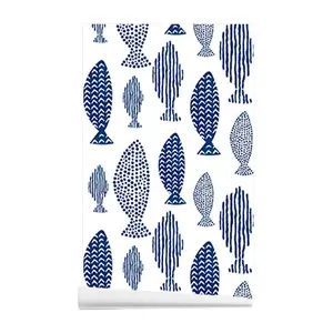Anti-Dust PVC Cartoon Creative Art Fish Stickers, Self-Adhesive Wallpaper, Bedroom Wardrobe Table Door Decals, Old Furniture Renovation Wallpaper