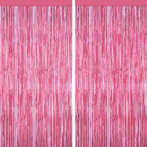 Tinsel Backdrop Foil Fringe Curtains - 2 Packs Door Streamers Backdrop for Birthday Door Decorations, Party Supplies for Wedding Anniversaries, Christmas, Valentines Day Decorations