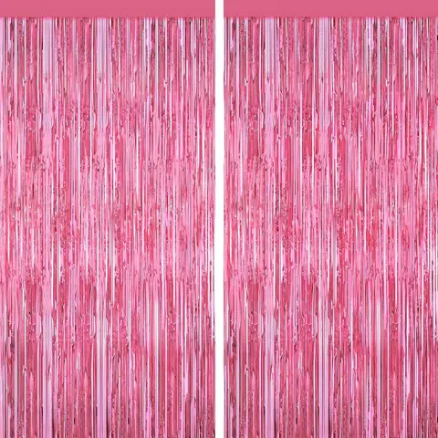 Tinsel Backdrop Foil Fringe Curtains - 2 Packs Door Streamers Backdrop for Birthday Door Decorations, Party Supplies for Wedding Anniversaries, Christmas, Valentines Day Decorations