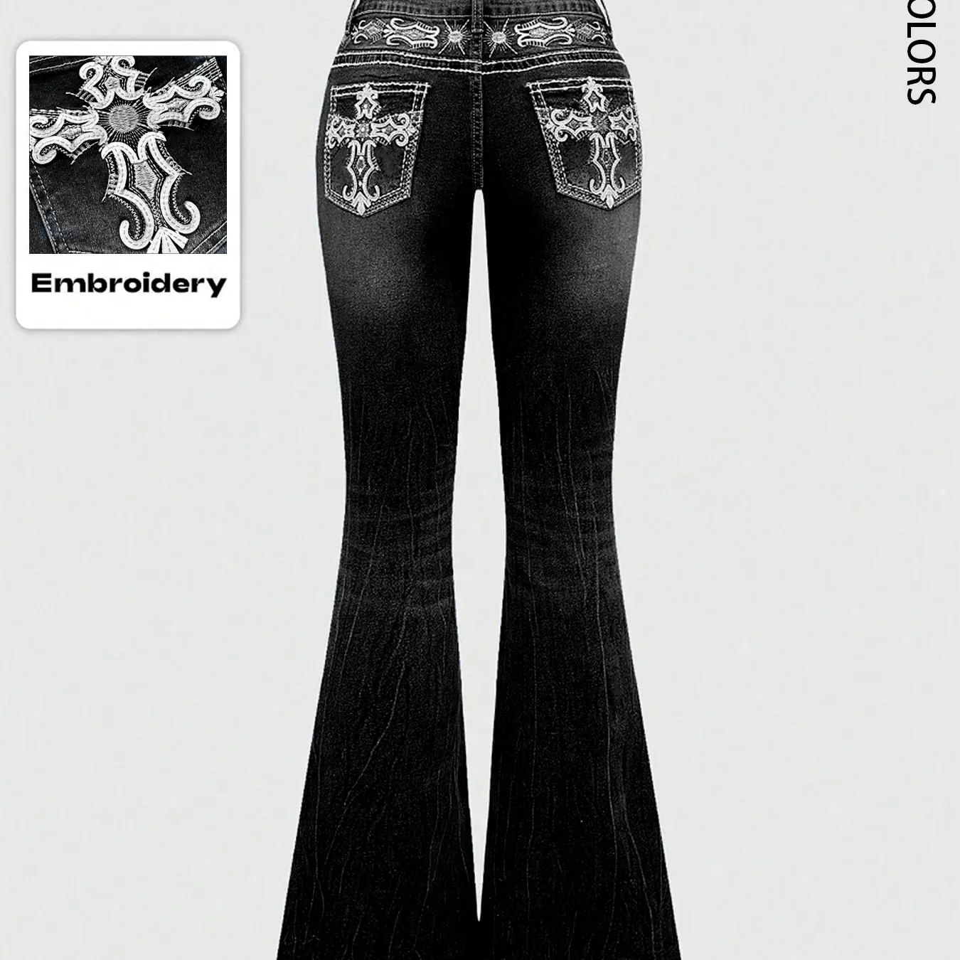 Grunge Punk Y2K Retro Streetwear Pocket Cross Wings Embroidered