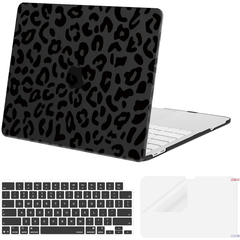 MOSISO Leopard Grain Animal Print Polycarbonate Hard Case for 2026 MacBook Neo 13-in Model A3404 - 3-in-1 Travel Set with Water-Resistant, Shockproof, Lightweight Crack-Resistant Shell, Precise Cutouts, Keyboard Cover, Anti-Slip Screen Film