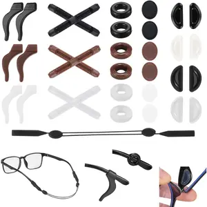 33PCS Eyeglasses Retainers, Premium Silicone Anti-Slip Eyeglass Holder, Comfortable Elastic Eyeglasses Temple Tips Sleeve Retainer, glasses rope, silicone ear hooks, Anti Slip Eyeglass Nose Pads