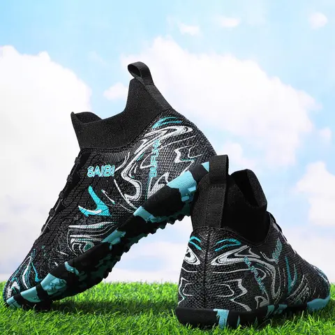 Men's Random Pattern Lace Up Soccer Shoes, Comfortable Breathable, Non-slip & Wear-resistant Football Shoes for Outdoor Training & Competition, Soccer Cleats, Athletic Shoes, Football Boots, Soccer Footwear