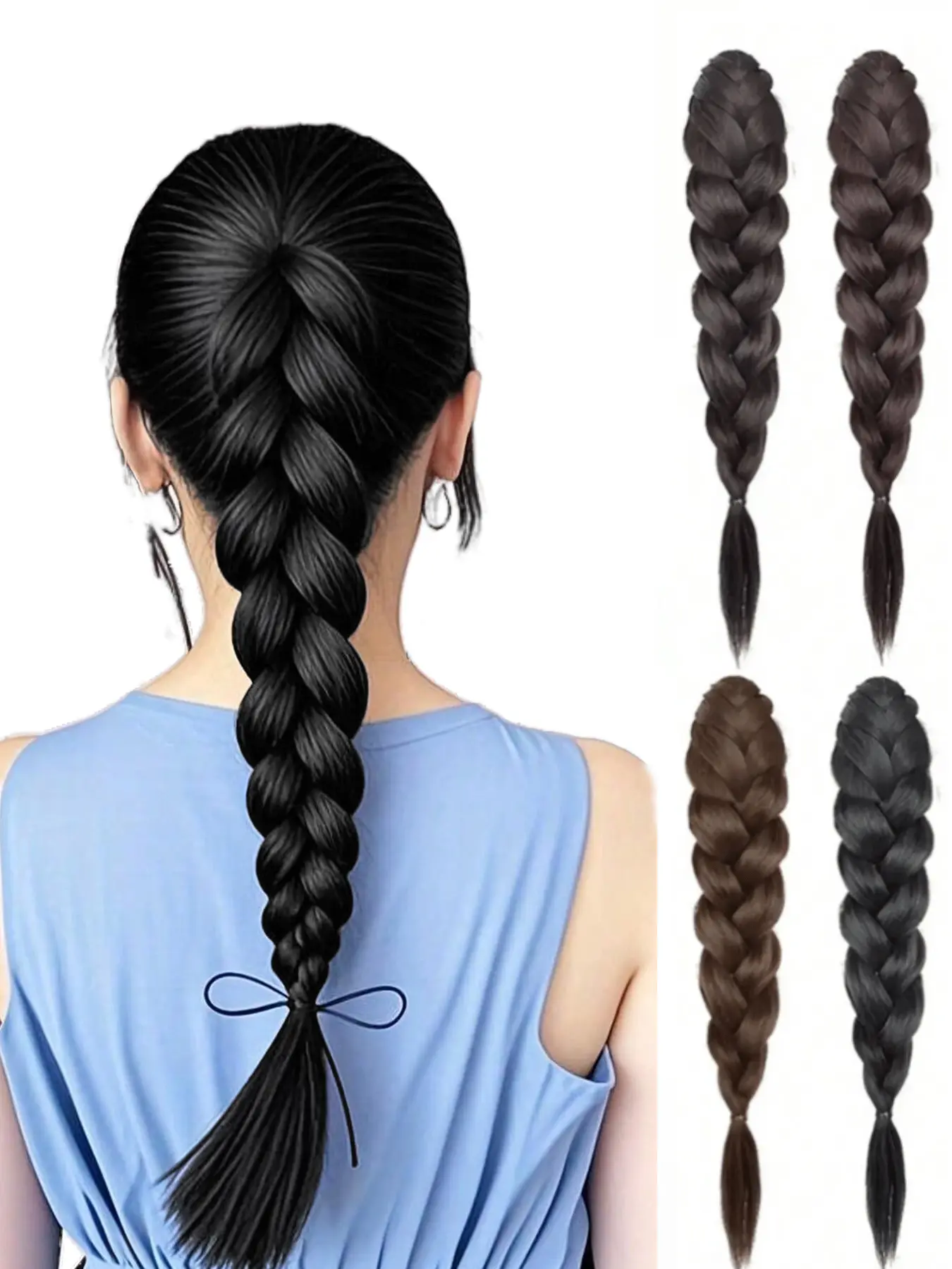 Women's Claw Clip Ponytail Extension Wig Handmade Braided Hair, Synthetic Braiding Hair, Synthetic Hairpiece, Natural Look, Elegant Deep Wave, Suitable for Parties Daily Formal Events, Synthetic Hair Pieces, Synthetic Ponytail Hairpieces