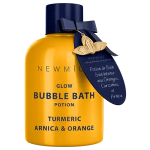GLOW Bubble Bath | Turmeric, Orange & Arnica Essential Oils | Long-Lasting Foam | Skin Healing & Moisturizing | Relaxing Stress Relief