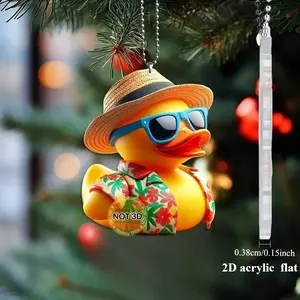 Vibrant Duck Car Rearview Mirror Hanging Decoration, Durable Holiday Gift Accessory, Perfect for Keys & Backpacks, Unique Design Car Ornament