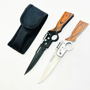 Multi-Functional Kitchen Fruit Knife & EDC Folding Knife | A-AAA-K Style - Premium Stainless Steel + Wooden Handle + Safety Lock + Mini Light | Perfect for BBQ, Camping, Fishing & Gifting Survival Shovel Survival Tools knives for men knives kitchen set