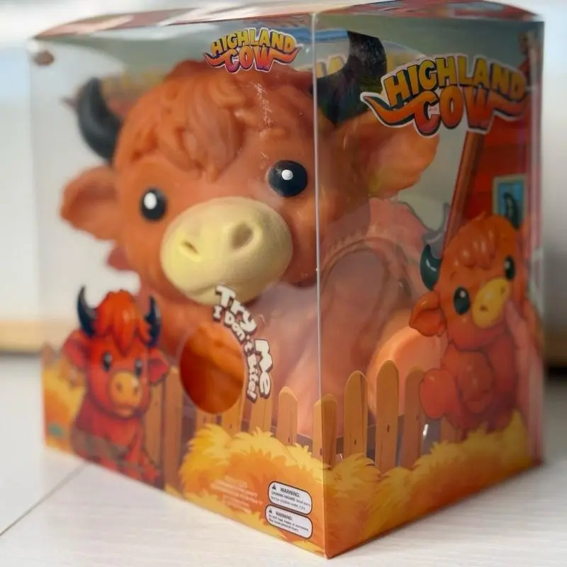 Highland Cow Squishy | Super Soft Slow Rise Cow Stress Toy | Cute Farm Animal Sensory Fidget | Jumbo Squeeze Toy