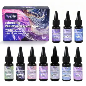 LEQU 10-Color Pearl UV Glue 1pcs (10 bottles, 20g each) Suitable for resin bonding, UV transparent resin adhesive, Odorless low-shrinkage resin kit.